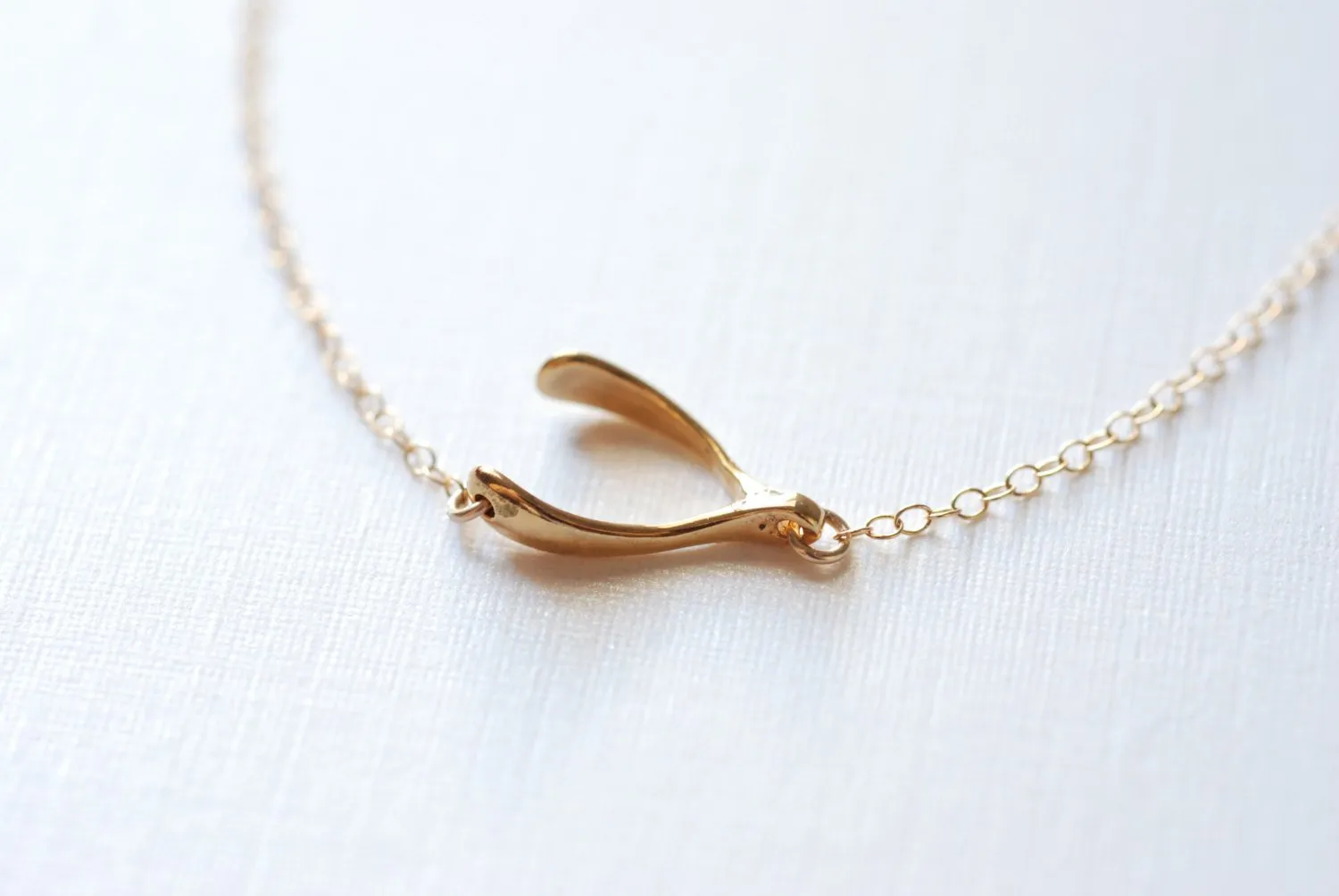 Wholesale Gold Sideways Wishbone Necklace - Lucky wishbone necklace, Gold Wishbone Necklace, Simple Dainty Jewelry by HeirloomEnvy