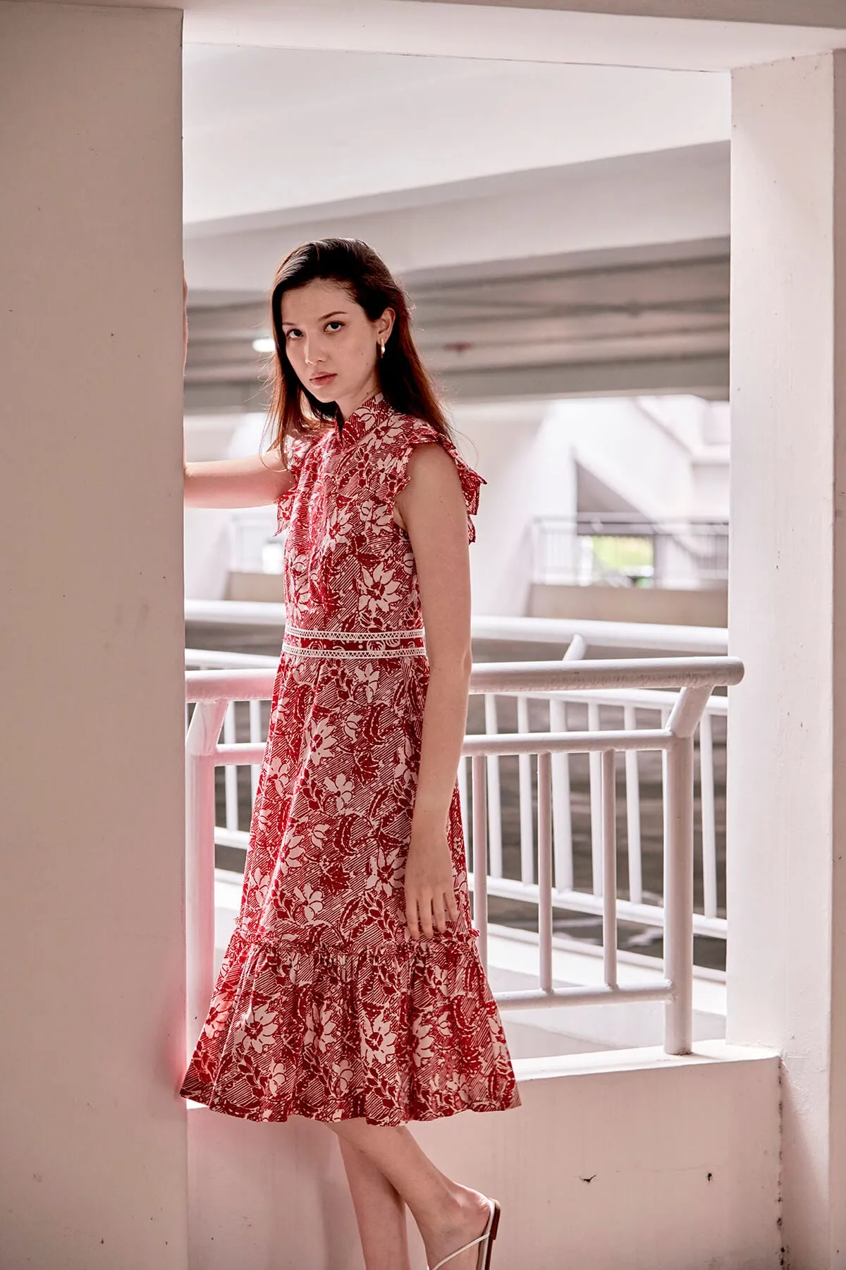 WINSLET PLEATED FRILLS CHEONGSAM DRESS