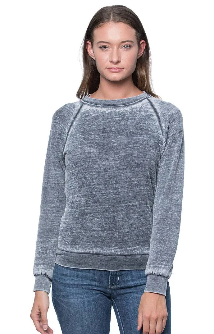 Women's Burnout Fleece Raglan Pullover Made in USA 3199BO