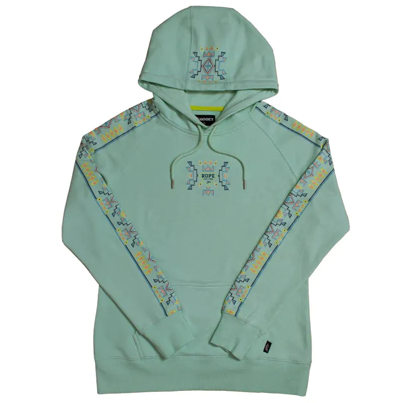 Women's ROPE LIKE A GIRL MINT W/MULTI COLOR PATTERN HOODY