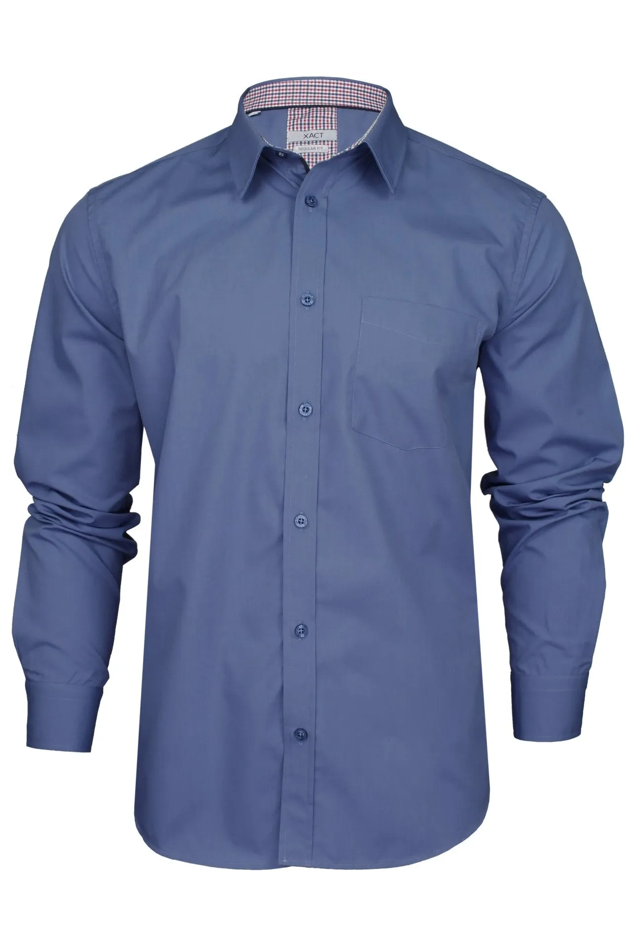 Xact Men's Long Sleeved Plain Poplin Shirt - Regular Fit